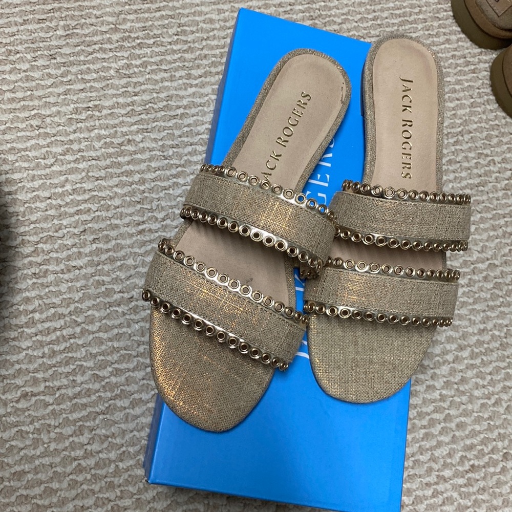 Jack Rodgers gold sandals worn once!